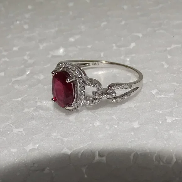 STUNNING DESIGN!! DIAMONDS & RUBY14K RING - Picture 7 of 11